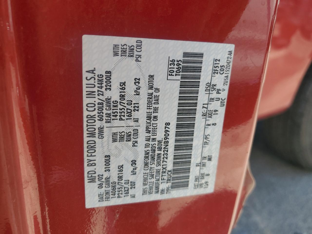 1FTRX17232NB90978 2002 Ford F150