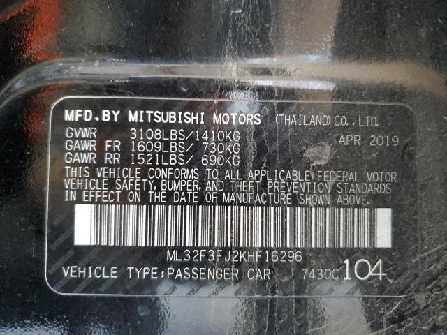 2019 Mitsubishi Mirage G4 Es VIN: ML32F3FJ2KHF16296 Lot: 58323184