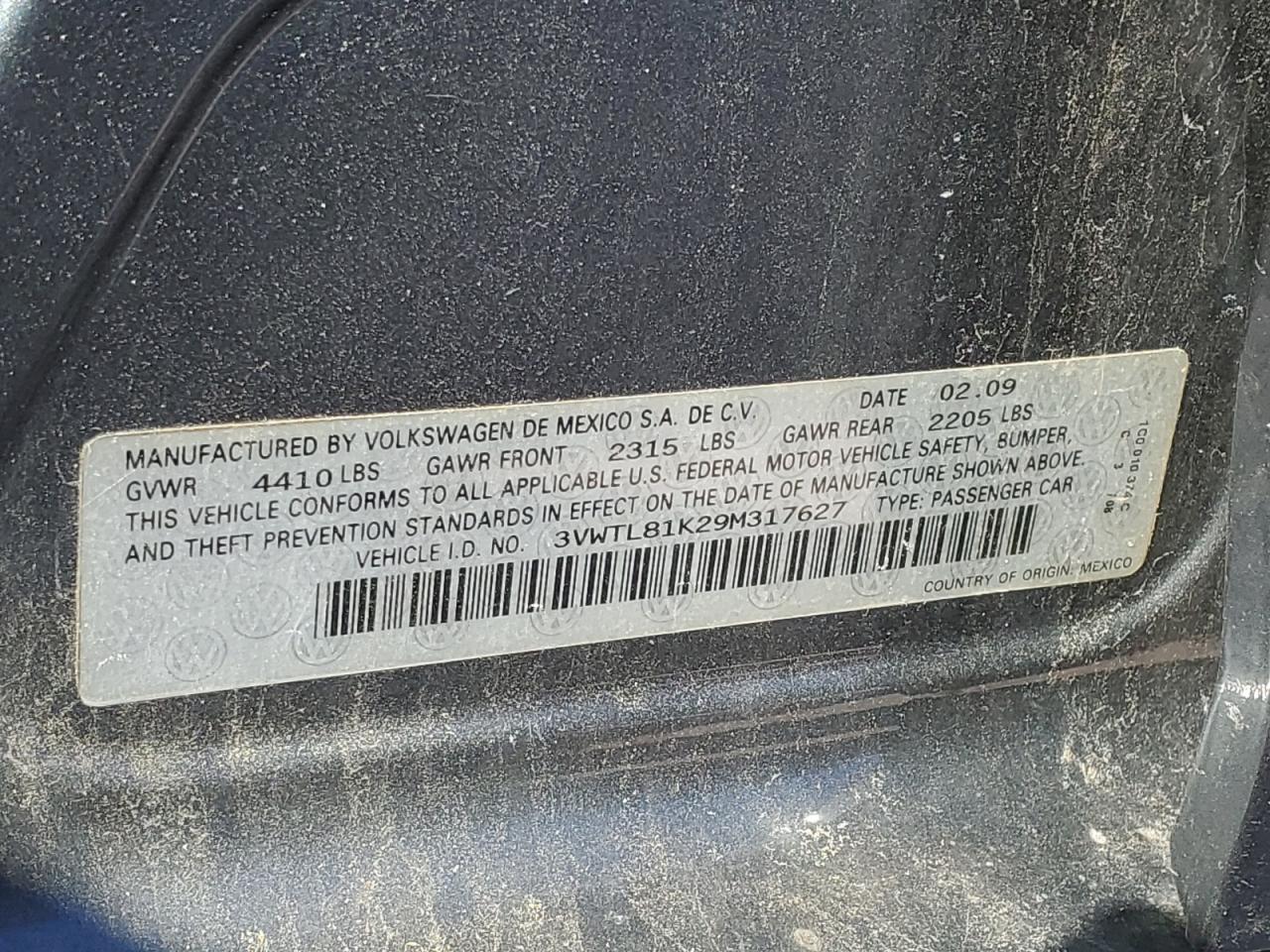 3VWTL81K29M317627 2009 Volkswagen Jetta Tdi