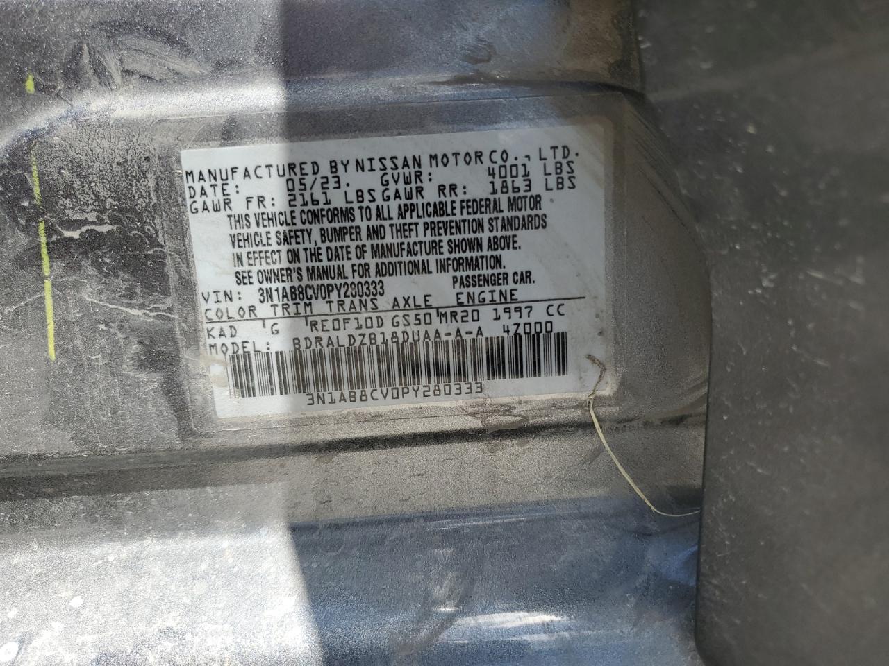 3N1AB8CV0PY280333 2023 Nissan Sentra Sv