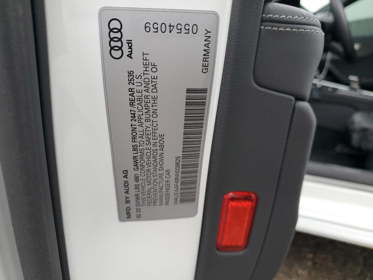 WAUEAAF49NN008625 2022 Audi A4 Premium Plus 45