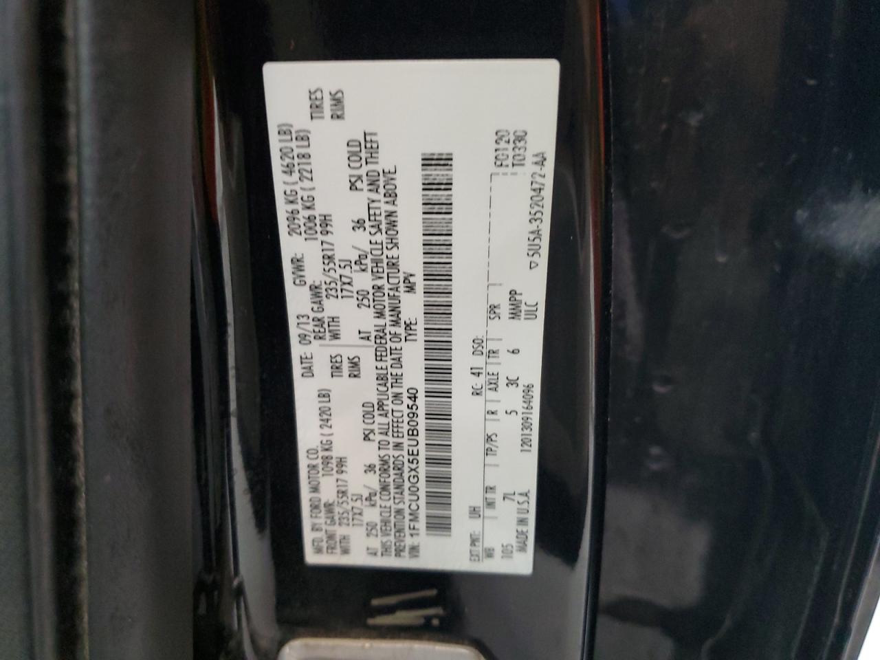 1FMCU0GX5EUB09540 2014 Ford Escape Se