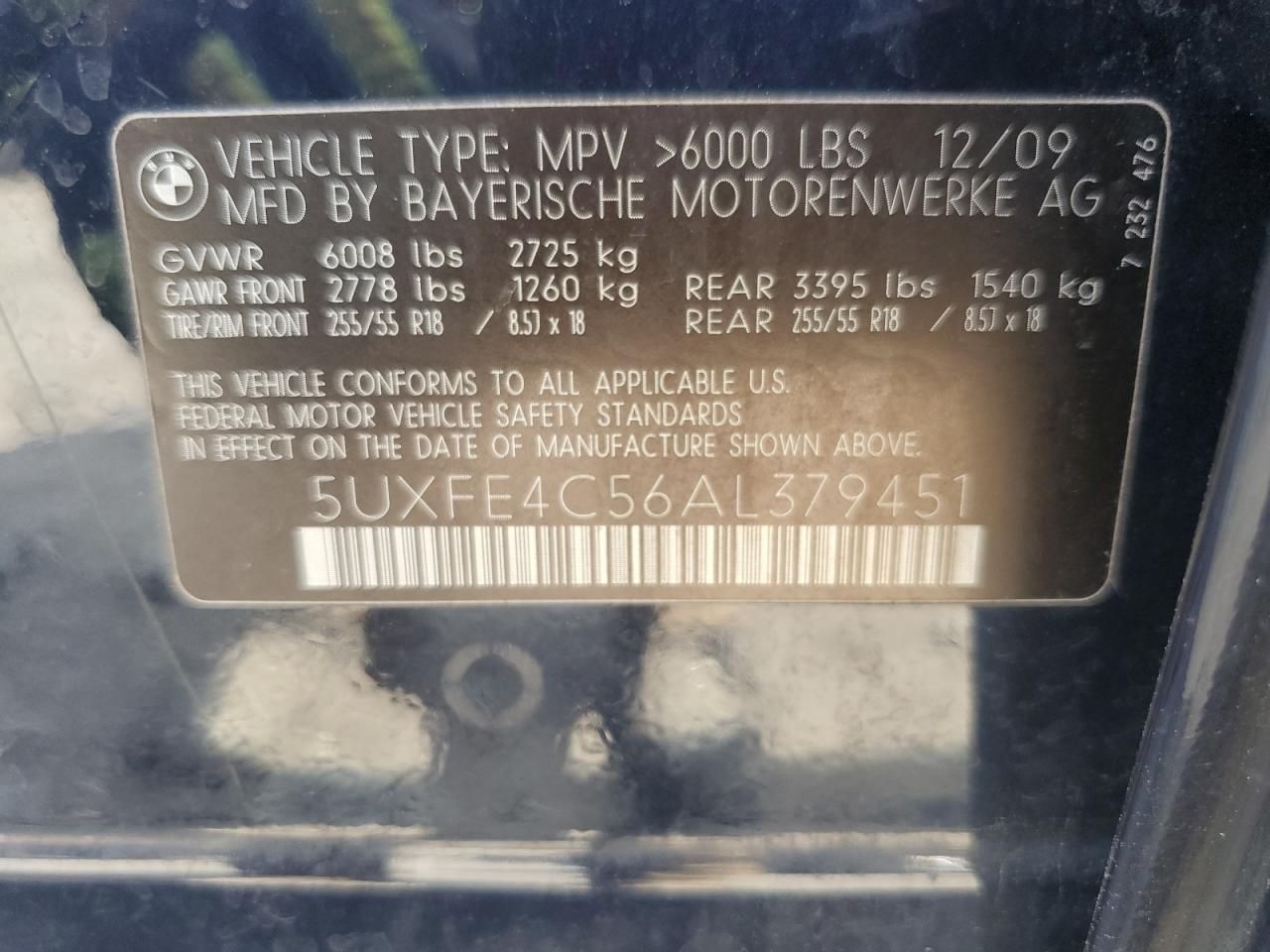 5UXFE4C56AL379451 2010 BMW X5 xDrive30I