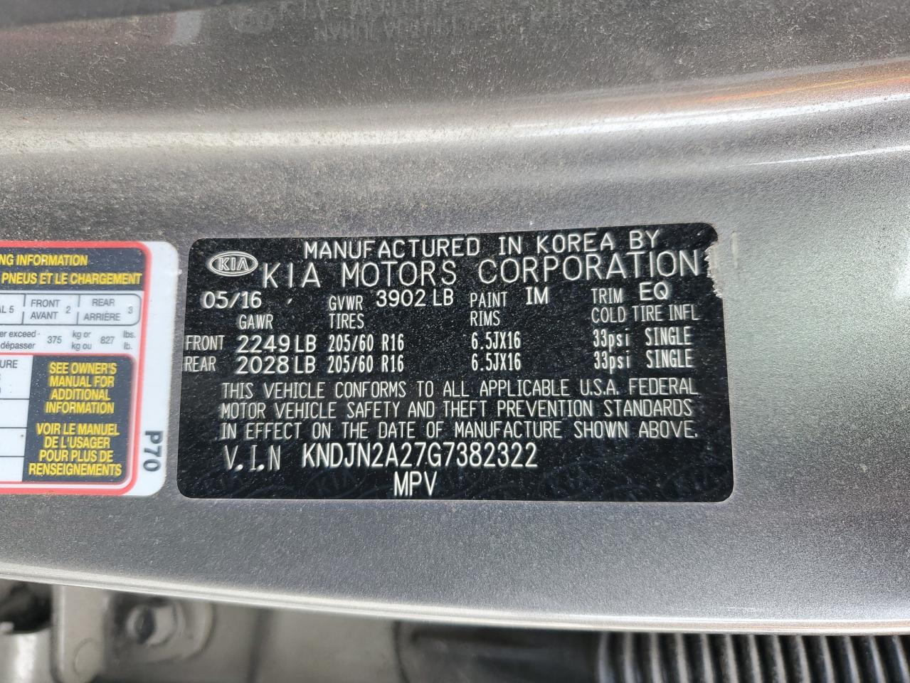 KNDJN2A27G7382322 2016 Kia Soul