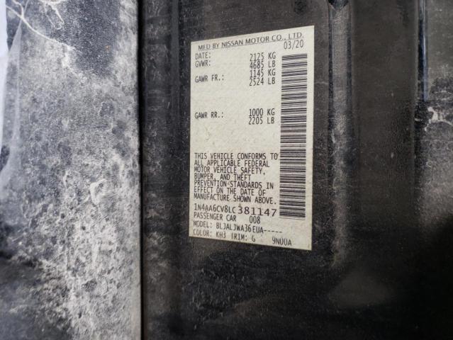 2020 Nissan Maxima Sv VIN: 1N4AA6CV8LC381147 Lot: 57482464