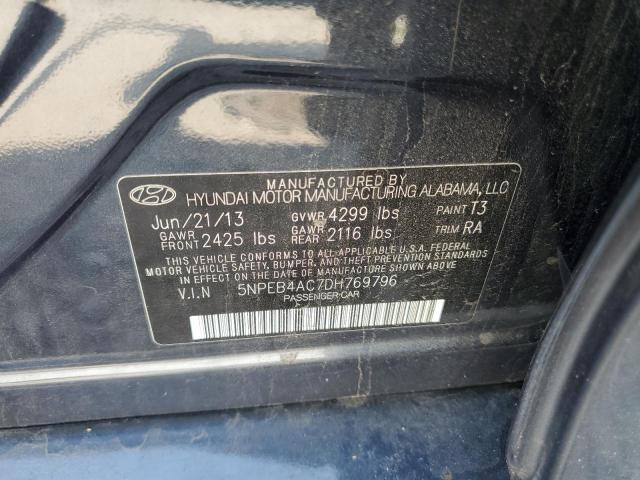 2013 Hyundai Sonata Gls VIN: 5NPEB4AC7DH769796 Lot: 59081434