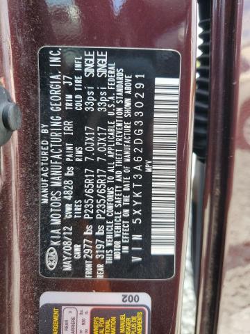 2013 Kia Sorento Lx VIN: 5XYKT3A62DG330291 Lot: 59904654