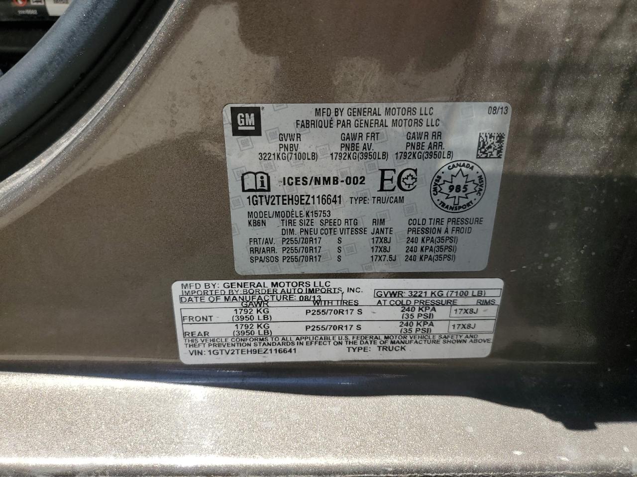 1GTV2TEH9EZ116641 2014 GMC Sierra K1500