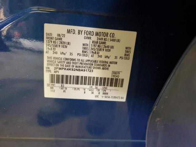 2022 Ford Edge Titanium VIN: 2FMPK4K92NBA91723 Lot: 59274214