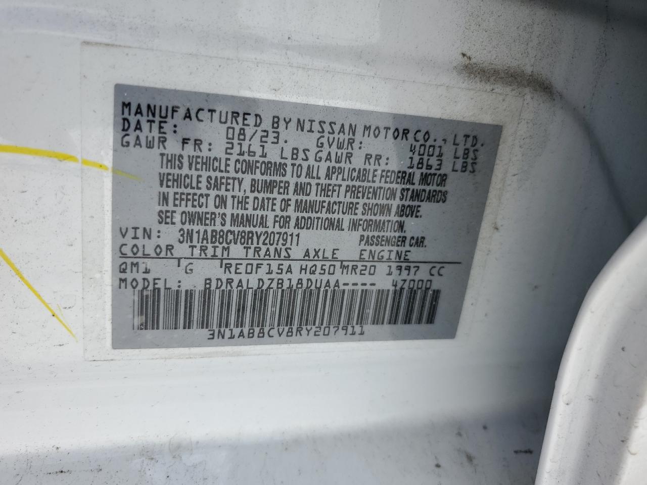 3N1AB8CV8RY207911 2024 Nissan Sentra Sv