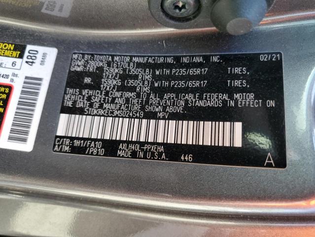 2021 Toyota Sienna Le VIN: 5TDKRKEC3MS024549 Lot: 60162594