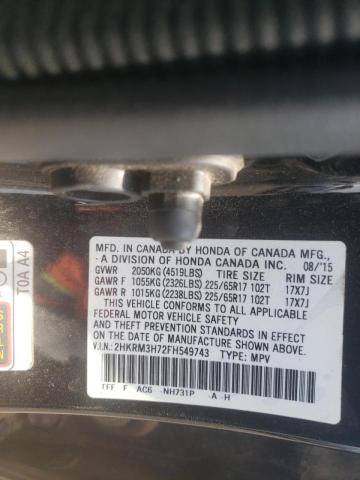 2015 Honda Cr-V Exl VIN: 2HKRM3H72FH549743 Lot: 58636104