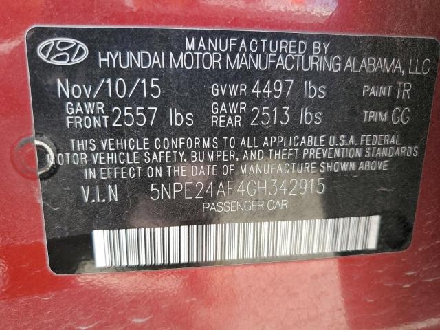 2016 Hyundai Sonata Se VIN: 5NPE24AF4GH342915 Lot: 60520034