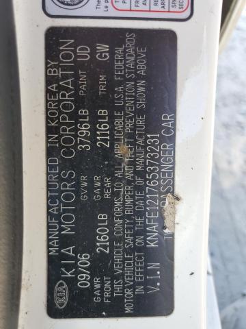 2006 Kia Spectra Lx VIN: KNAFE121765373231 Lot: 58412454