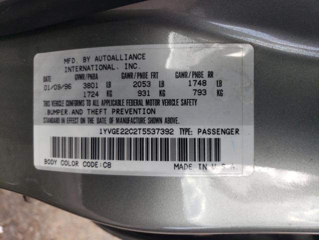 1996 Mazda 626 Dx VIN: 1YVGE22C2T5537392 Lot: 59938264