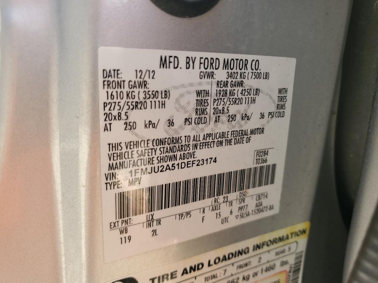 1FMJU2A51DEF23174 2013 Ford Expedition Limited