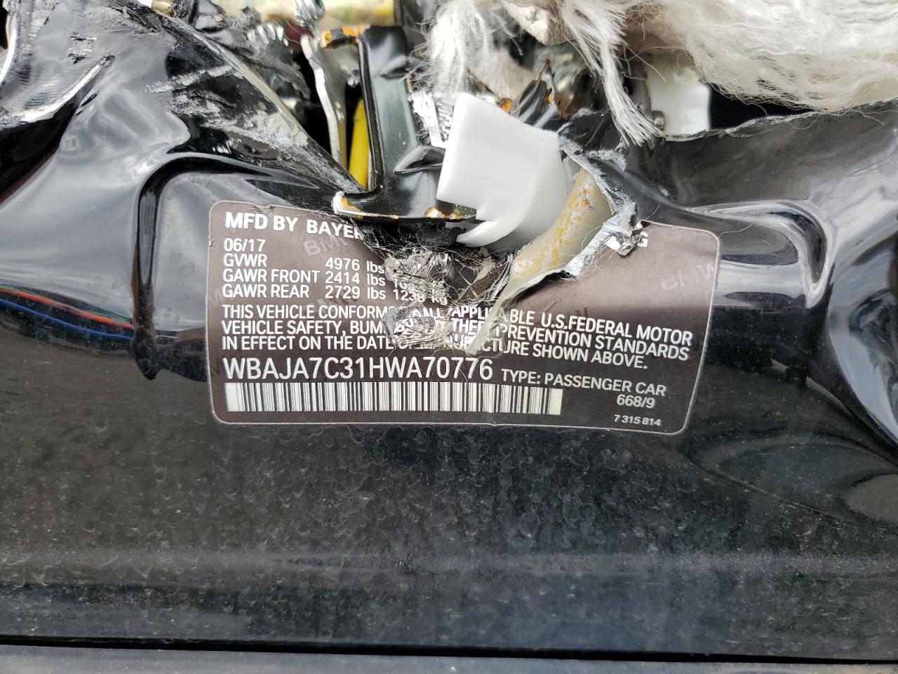 WBAJA7C31HWA70776 2017 BMW 530 Xi