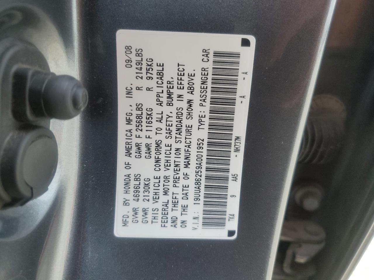 19UUA86259A001952 2009 Acura Tl