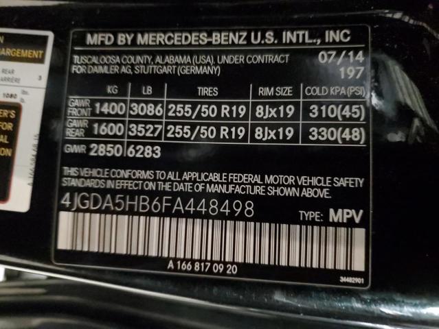 2015 Mercedes-Benz Ml 350 4Matic VIN: 4JGDA5HB6FA448498 Lot: 57767454