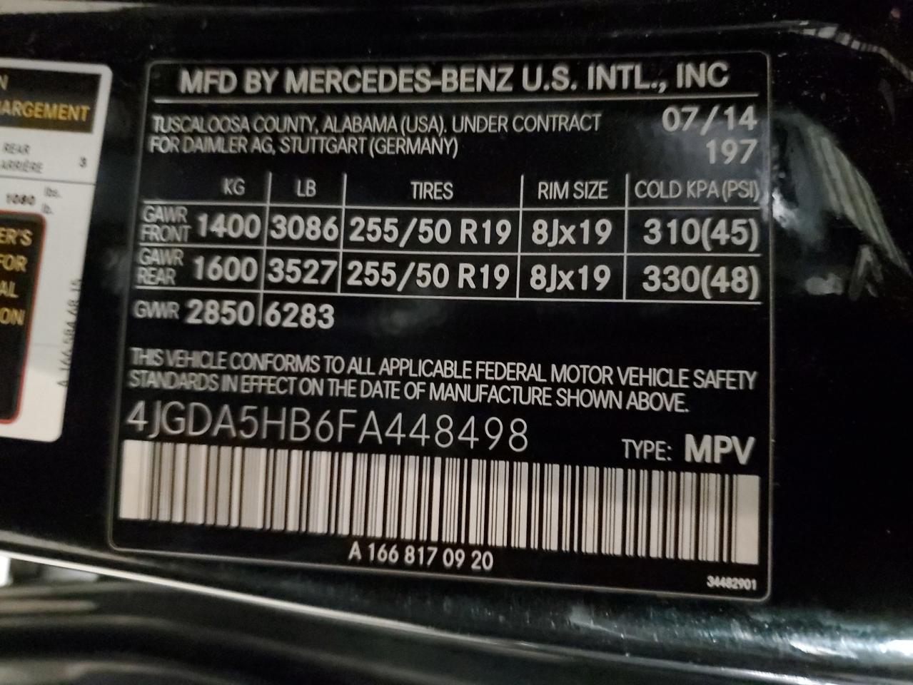 4JGDA5HB6FA448498 2015 Mercedes-Benz Ml 350 4Matic