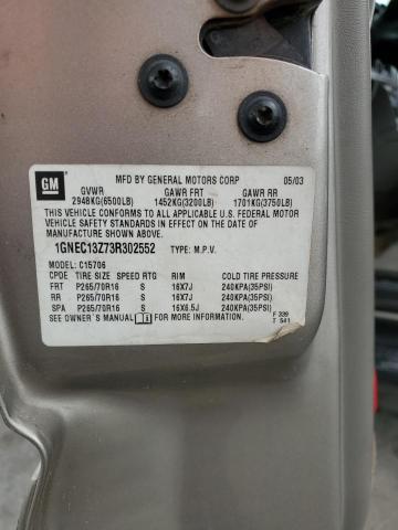 2003 Chevrolet Tahoe C1500 VIN: 1GNEC13Z73R302552 Lot: 59011384