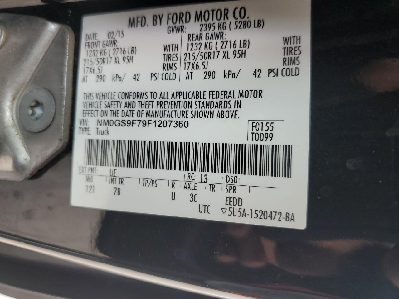 NM0GS9F79F1207360 2015 Ford Transit Connect Xlt
