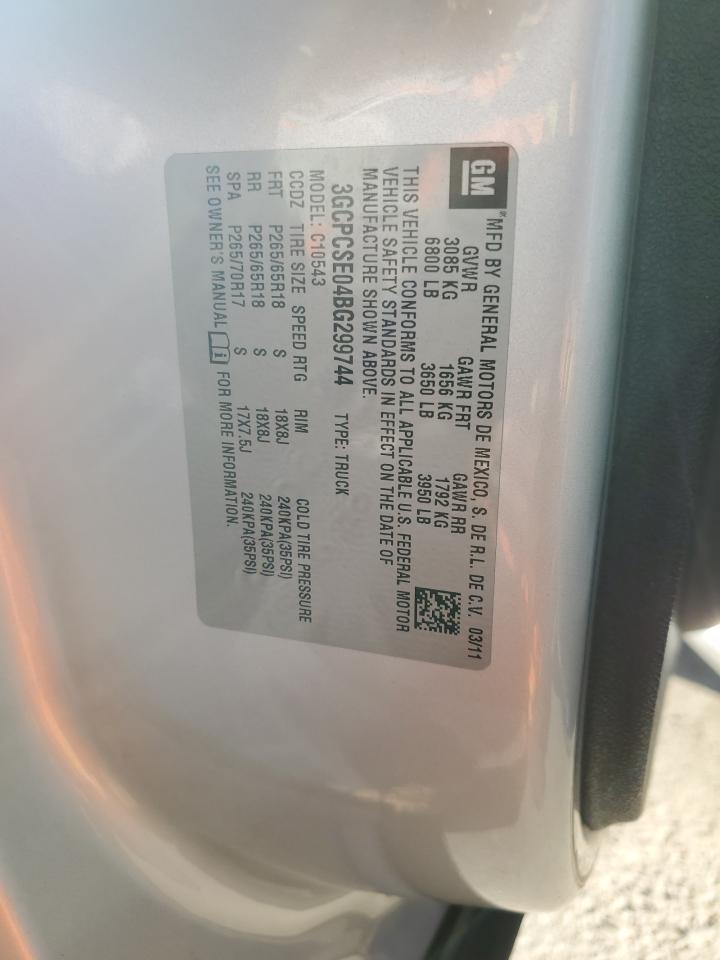 3GCPCSE04BG299744 2011 Chevrolet Silverado C1500 Lt