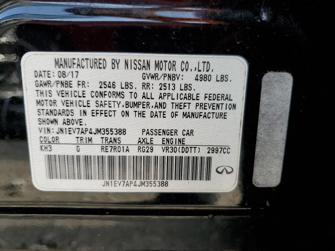 JN1EV7AP4JM355388 2018 Infiniti Q50 Luxe