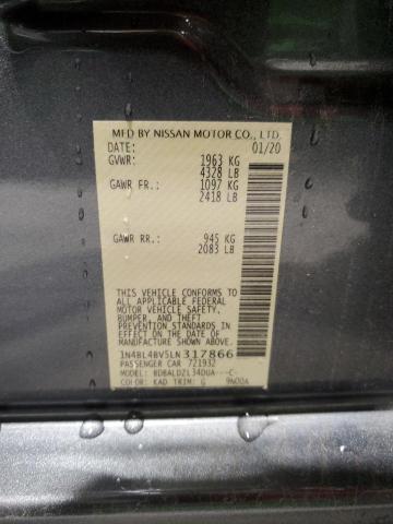 2020 Nissan Altima S VIN: 1N4BL4BV5LN317866 Lot: 60915564