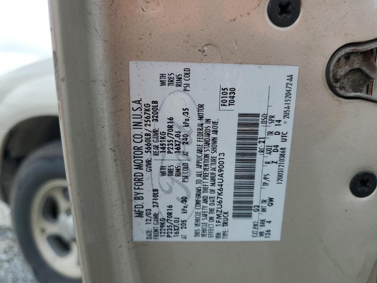 1FMZU67K64UA90013 2004 Ford Explorer Sport Trac