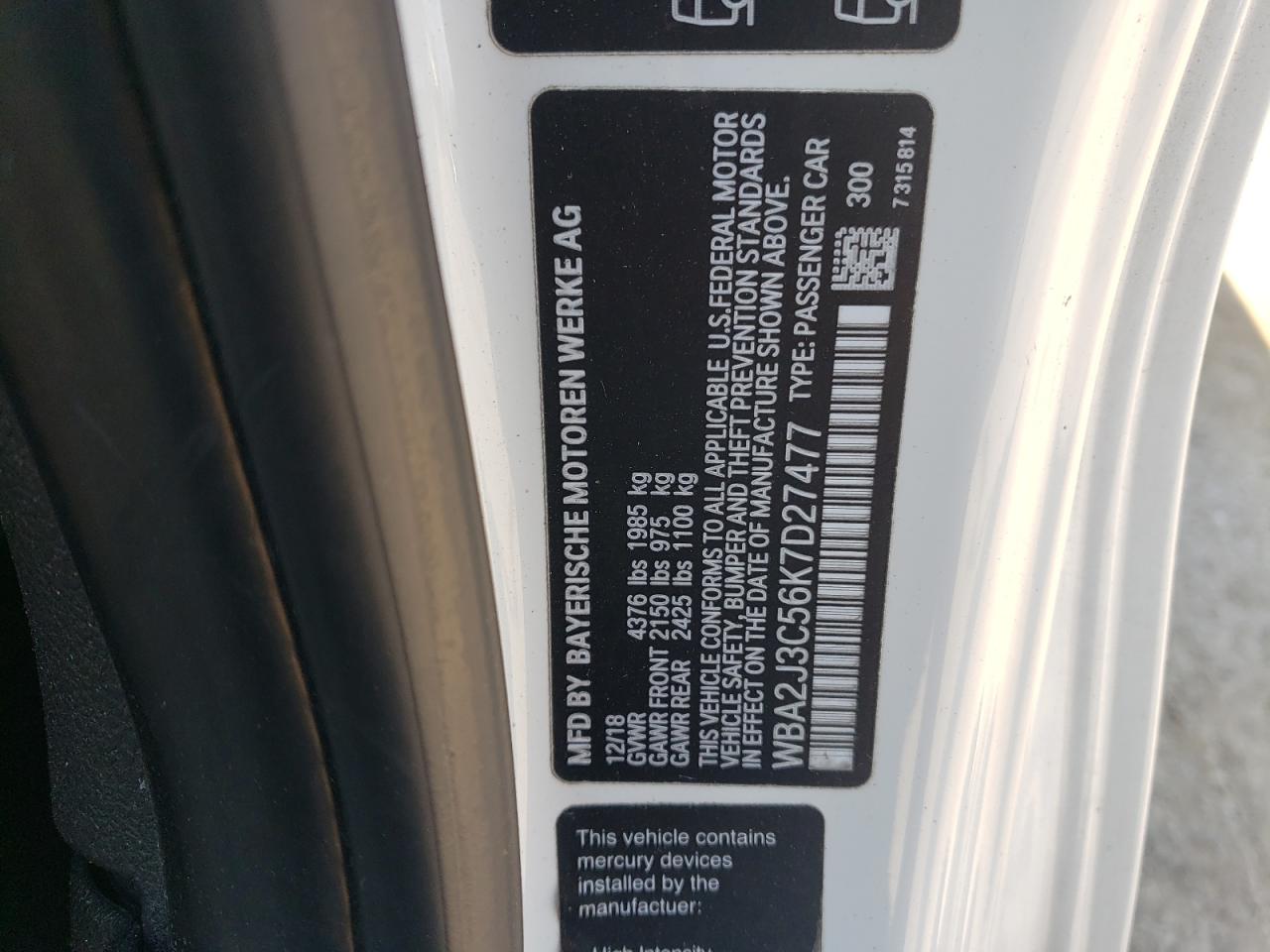 WBA2J3C56K7D27477 2019 BMW 230Xi