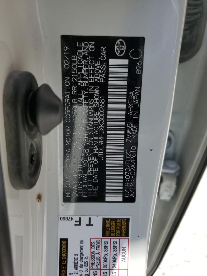 JTDL9RFUXK3002681 2019 Toyota Prius