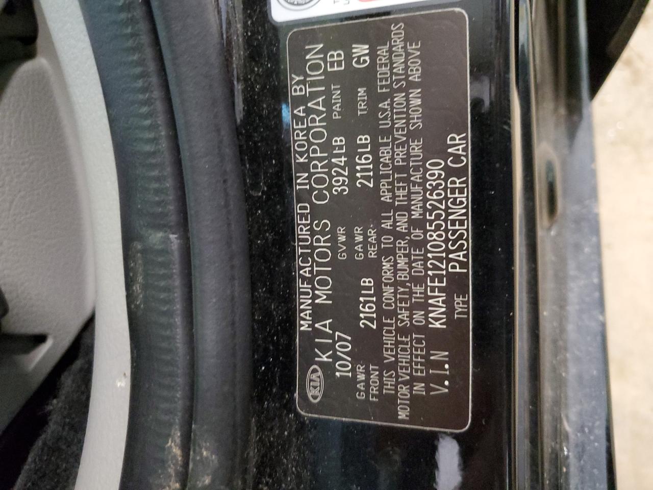 KNAFE121085526390 2008 Kia Spectra Ex