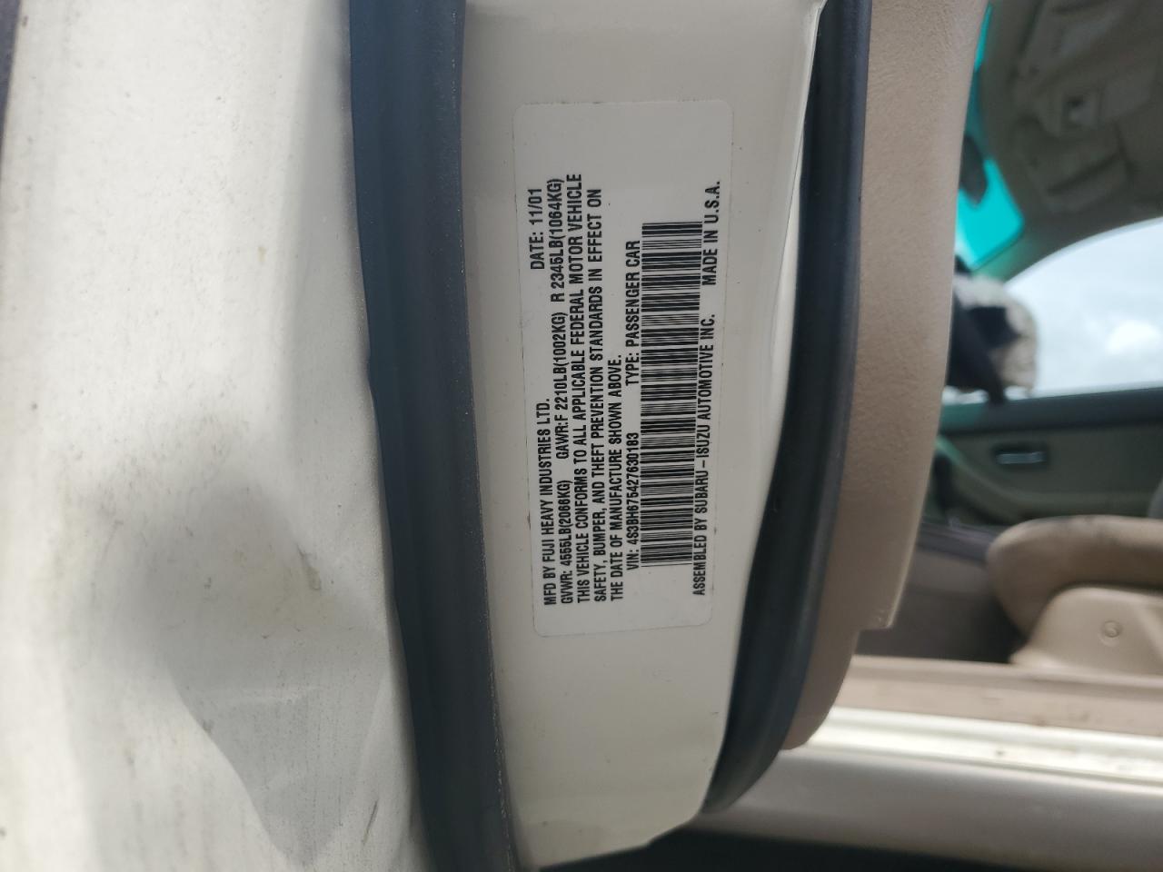 4S3BH675427630183 2002 Subaru Legacy Outback Awp