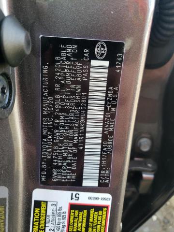 VIN 4T1R11AK9MU402801 2021 Toyota Camry, LE no.12