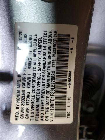 2020 Honda Civic Ex VIN: 19XFC1F39LE220824 Lot: 57761184