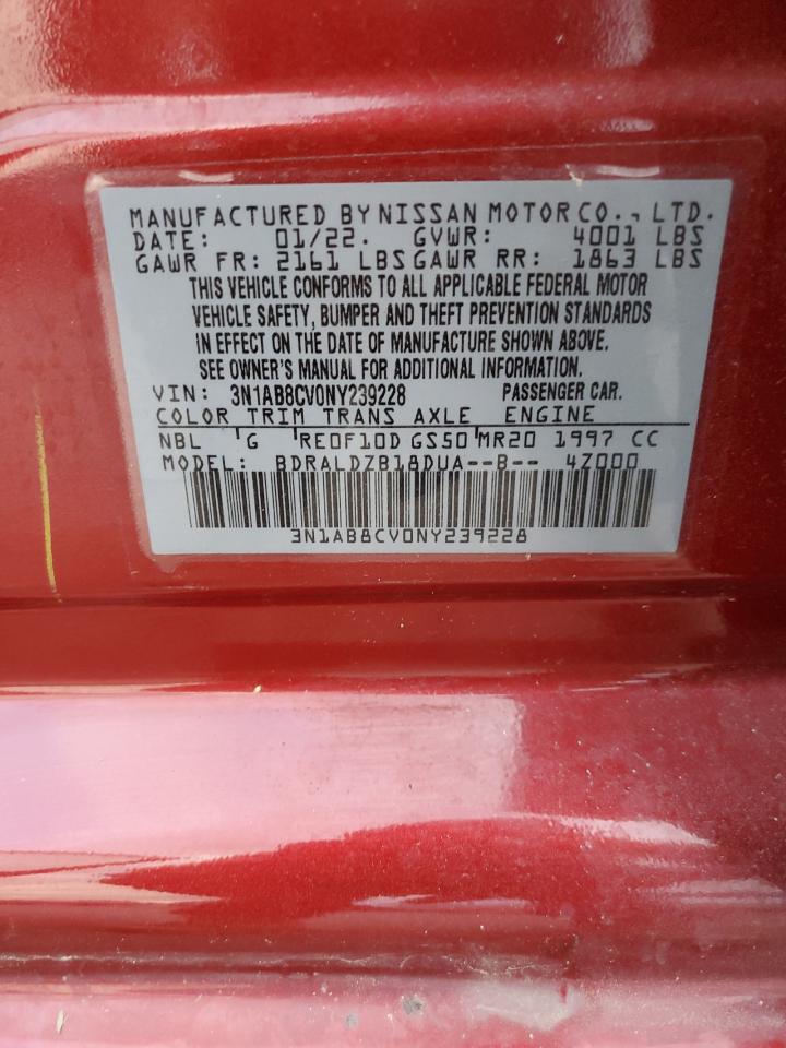 3N1AB8CV0NY239228 2022 Nissan Sentra Sv
