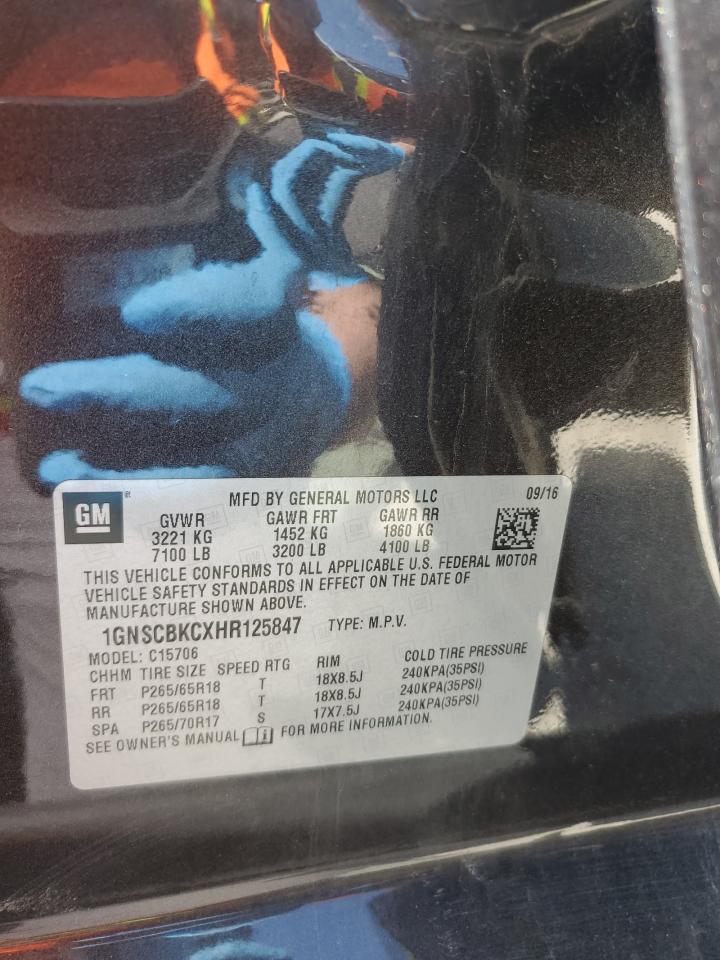 1GNSCBKCXHR125847 2017 Chevrolet Tahoe C1500 Lt