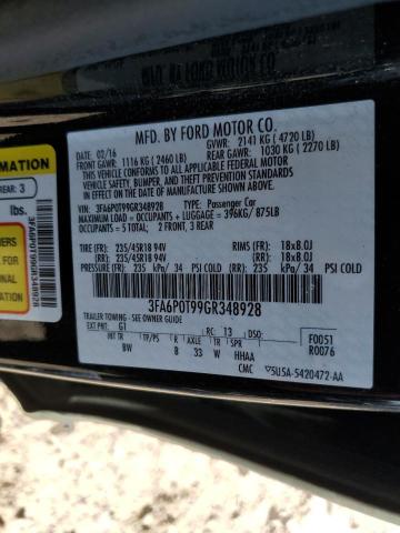 2016 Ford Fusion Se VIN: 3FA6P0T99GR348928 Lot: 57297364