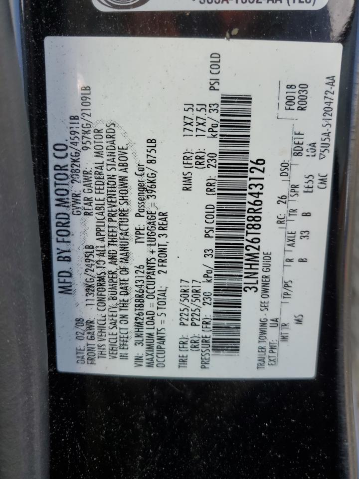 3LNHM26T88R643126 2008 Lincoln Mkz