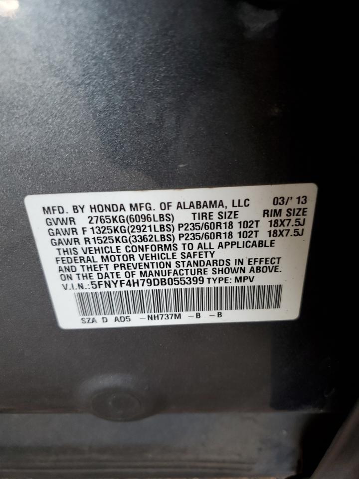 5FNYF4H79DB055399 2013 Honda Pilot Exln