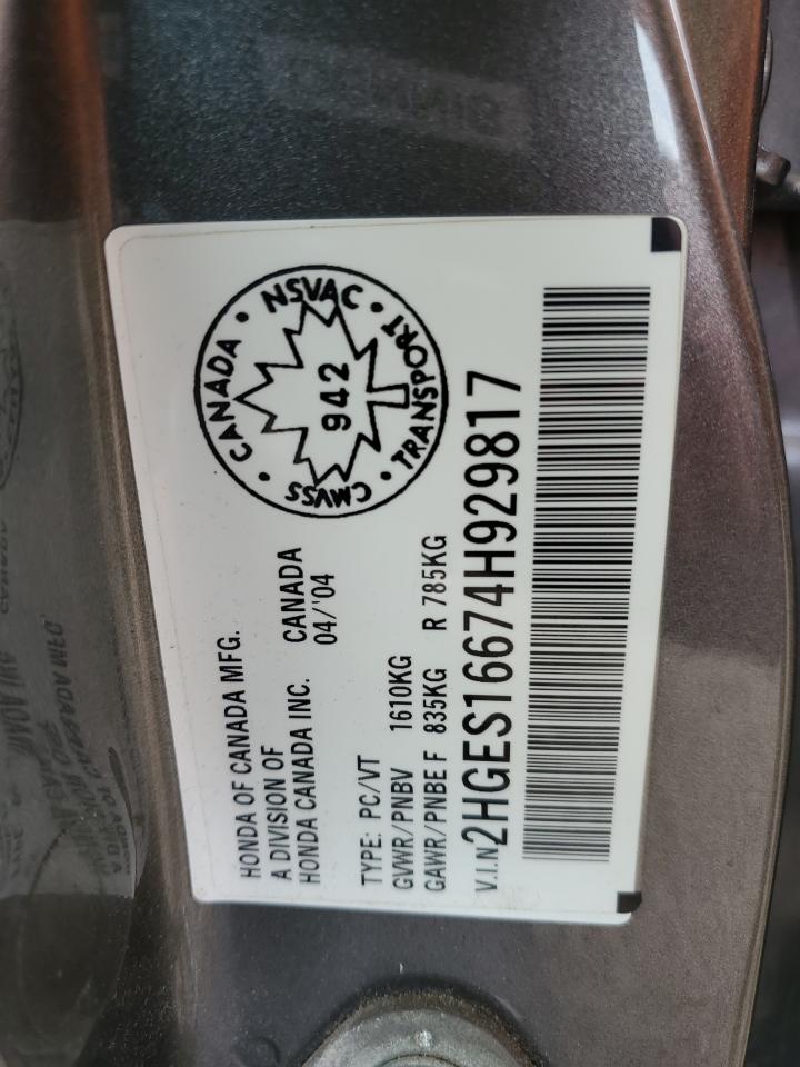 2HGES16674H929817 2004 Honda Civic Lx