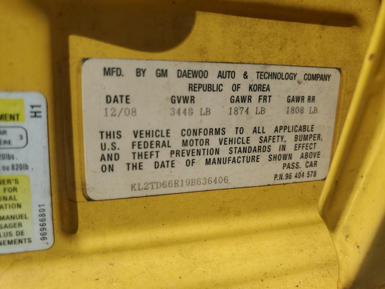 KL2TD66E19B636406 2009 Pontiac G3