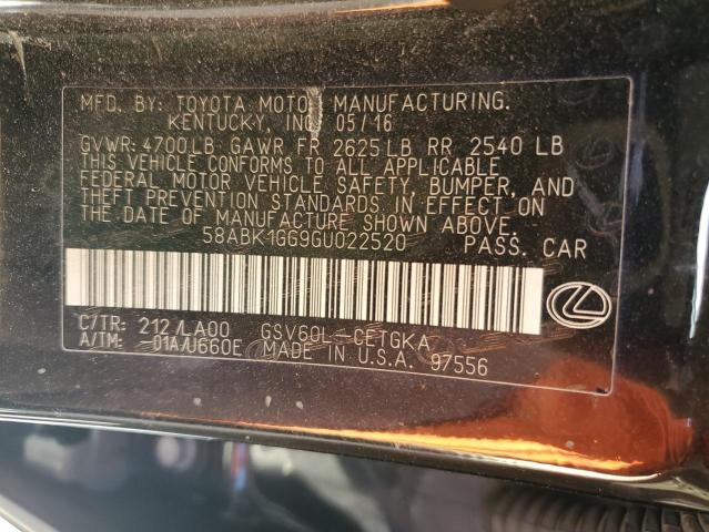 2016 Lexus Es 350 VIN: 58ABK1GG9GU022520 Lot: 57679194