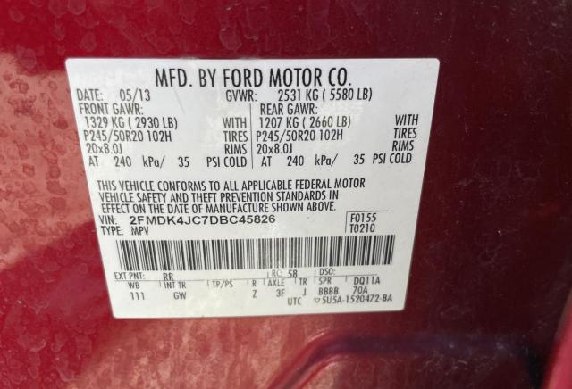 2013 Ford Edge Sel VIN: 2FMDK4JC7DBC45826 Lot: 58442394