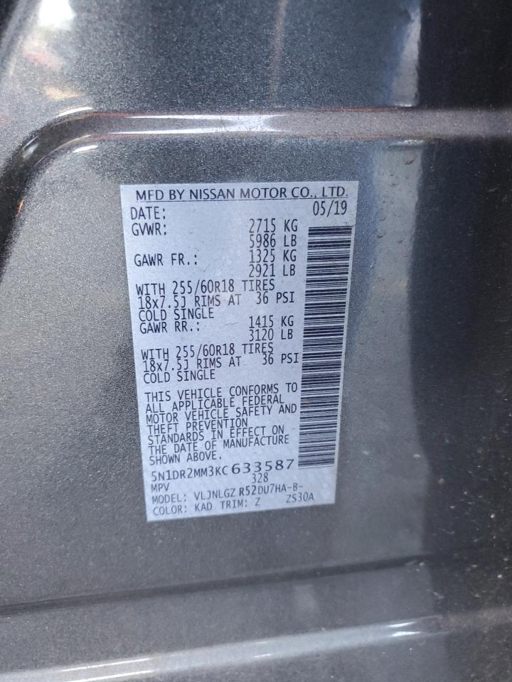 5N1DR2MM3KC633587 2019 Nissan Pathfinder S