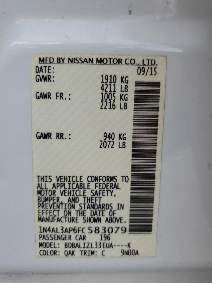 2015 Nissan Altima 2.5 vin: 1N4AL3AP6FC583079