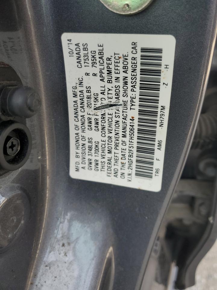 2HGFB2F51FH506414 2015 Honda Civic Lx 2HGFB2F51FH506414 2015 Honda Civic Lx