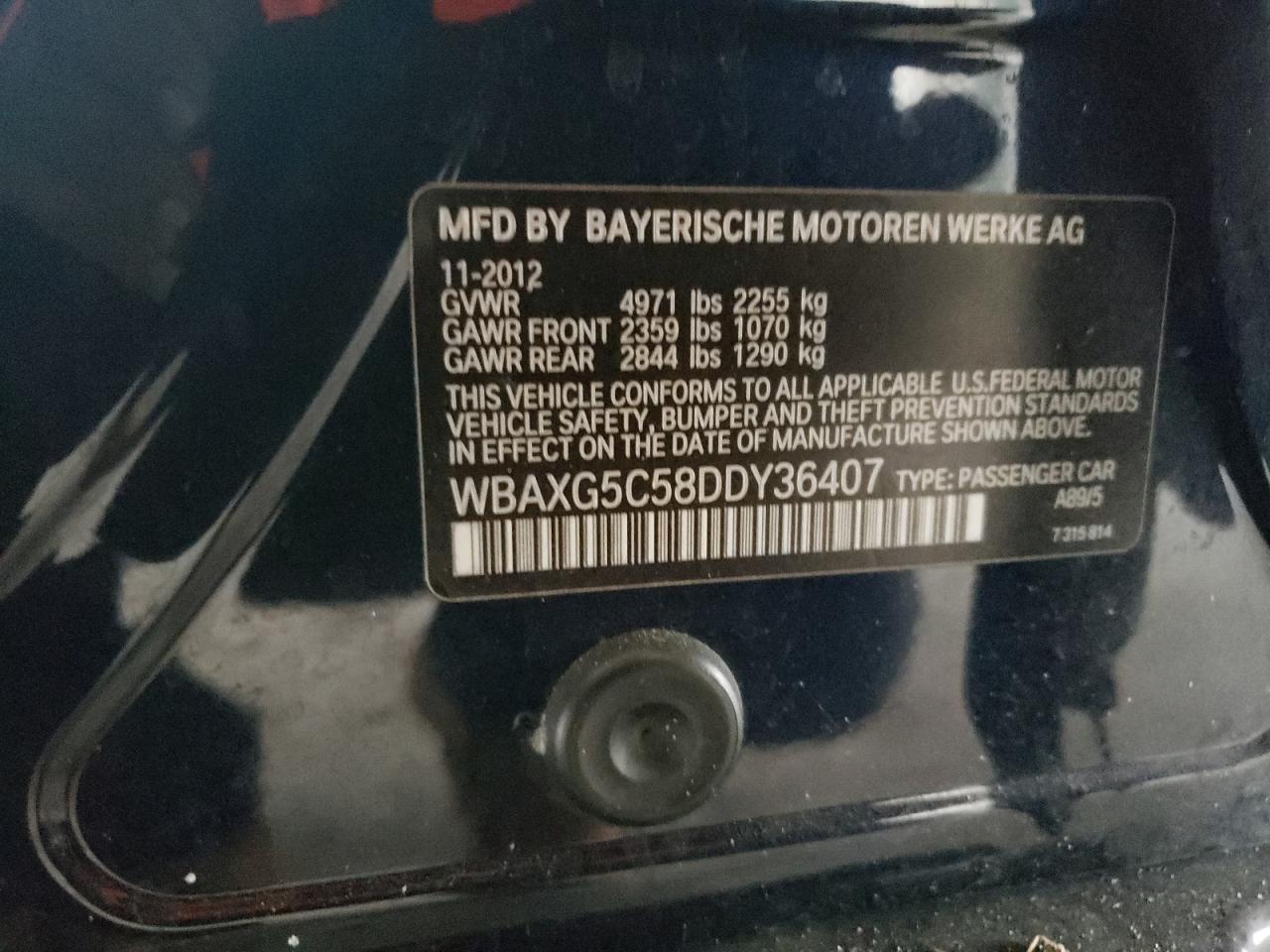 WBAXG5C58DDY36407 2013 BMW 528 I