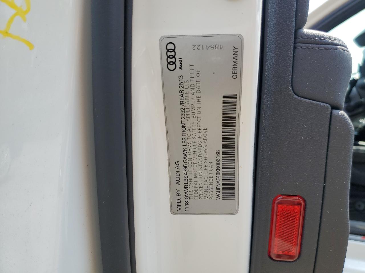 WAUENAF48KN006168 2019 Audi A4 Premium Plus